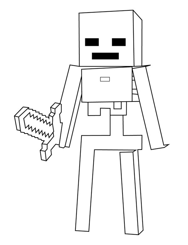 Minecraft Skelet coloring page for children