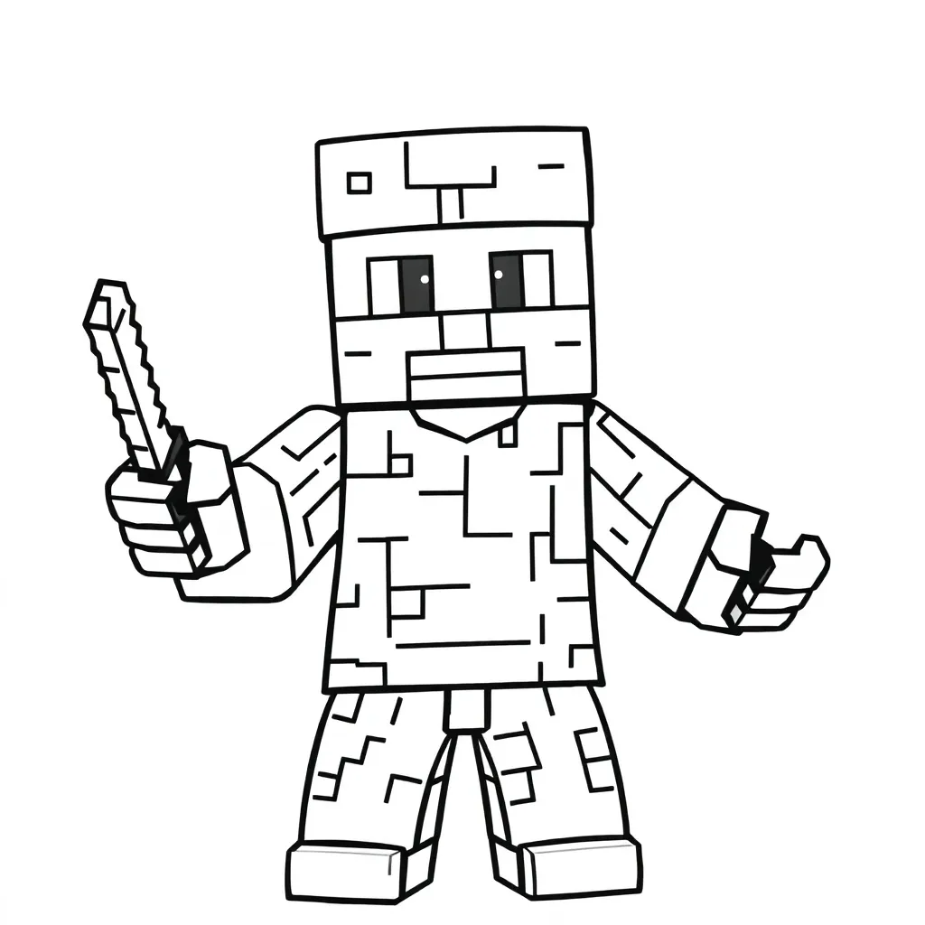 Minecraft Steve Blokken Creatief Avontuur coloring page for children