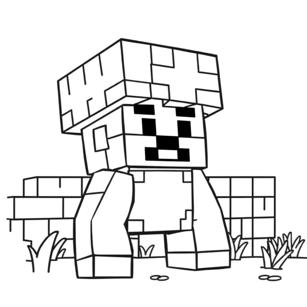 Minecraft Steve Blokken Creatief Avontuur coloring page for children