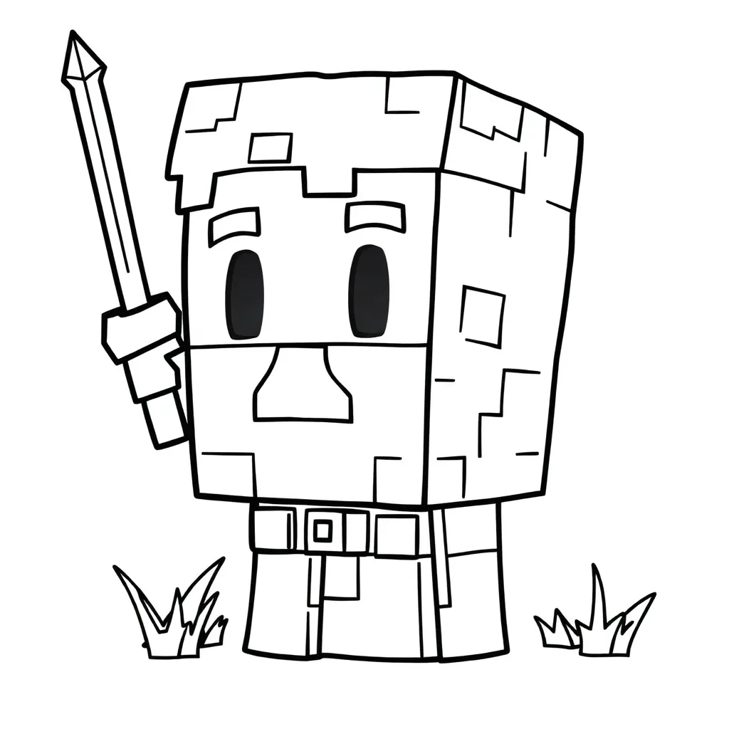 Minecraft Steve Blokken Creatief Avontuur coloring page for children
