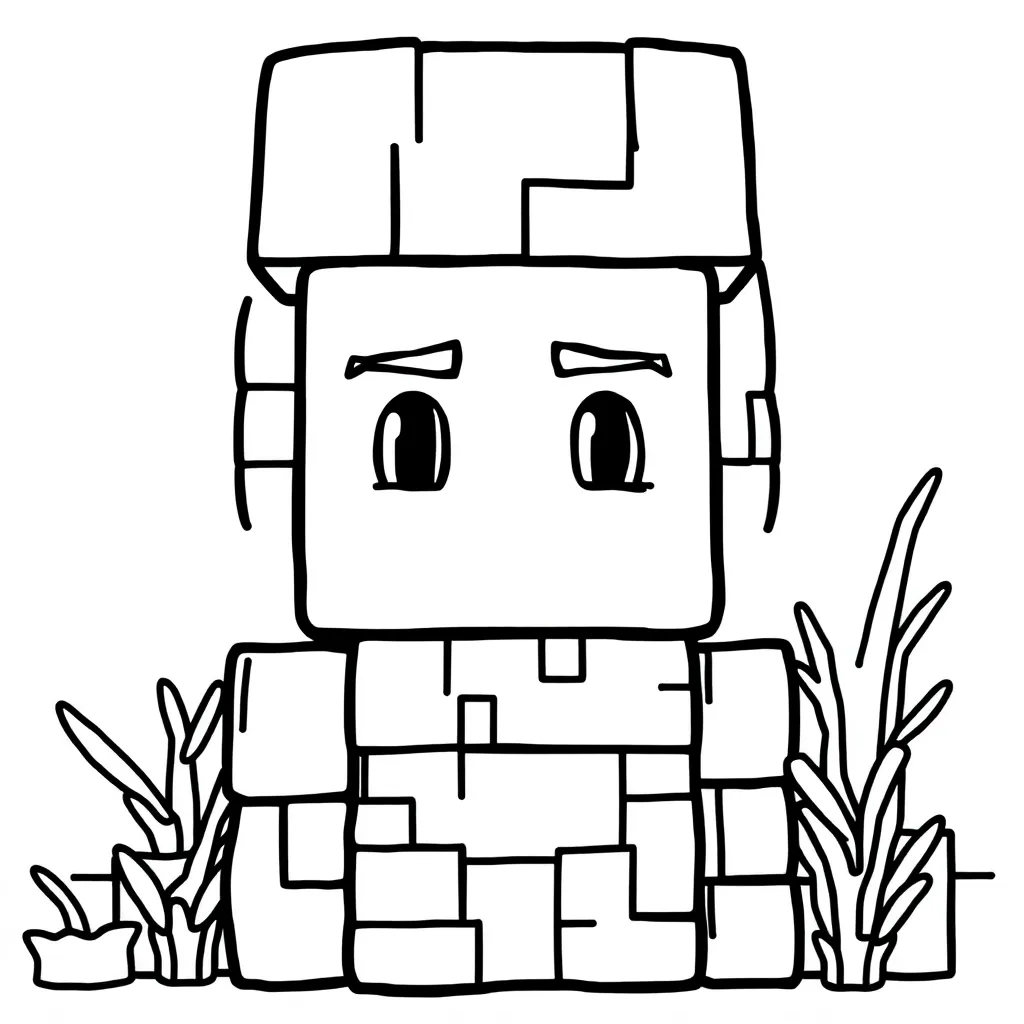 Minecraft Steve Blokken Creatief Avontuur coloring page for children