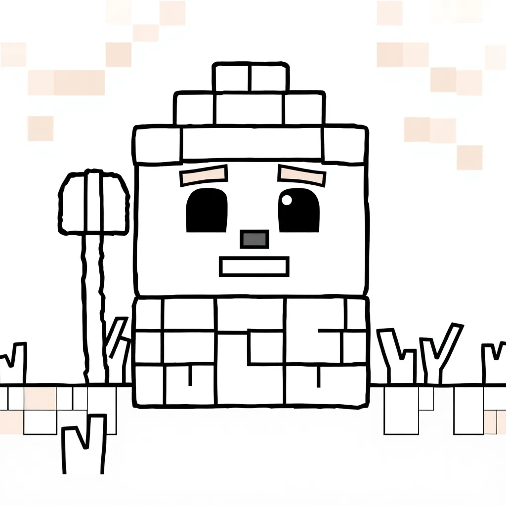 Minecraft Steve Blokken Creatief Avontuur coloring page for children