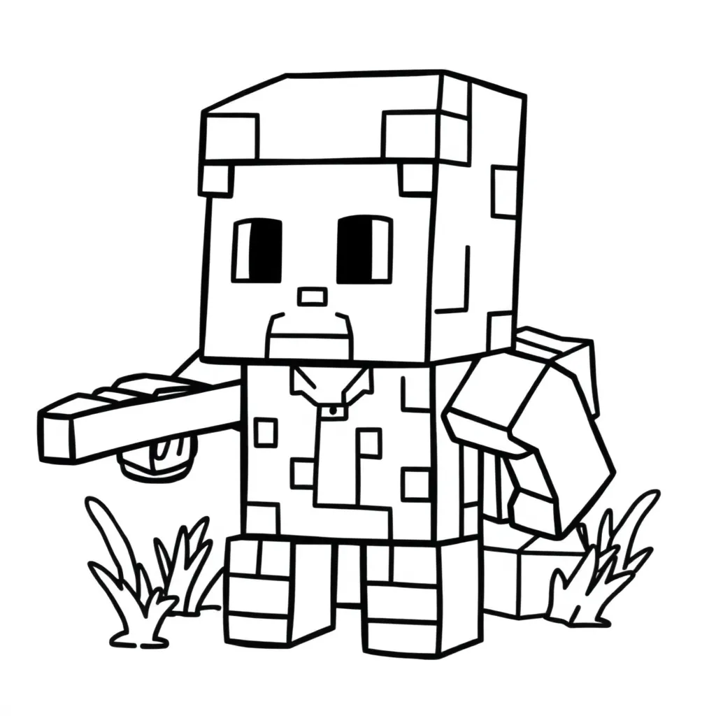 Minecraft Steve Blokken Creatief Avontuur coloring page for children