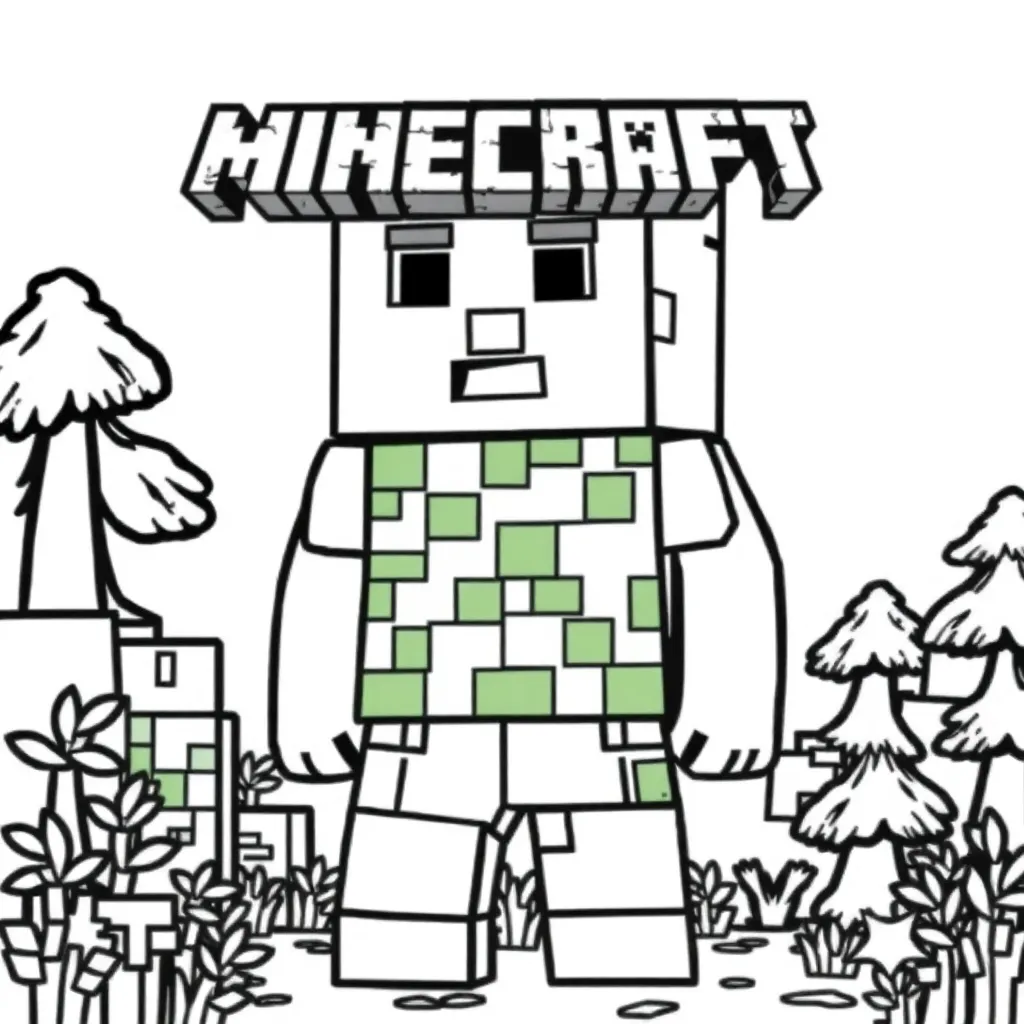 Minecraft Steve Blokken Creatief Avontuur coloring page for children