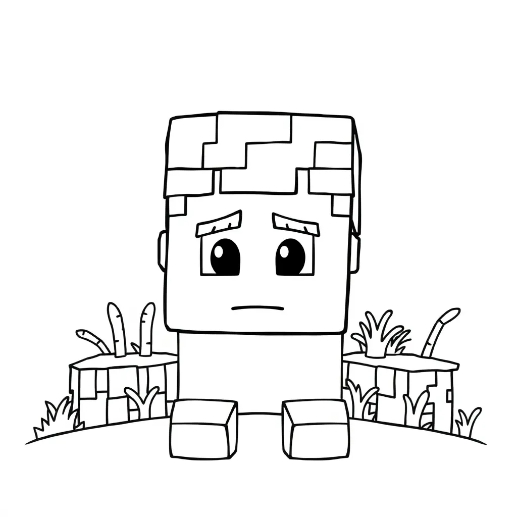 Minecraft Steve Blokken Creatief Avontuur coloring page for children