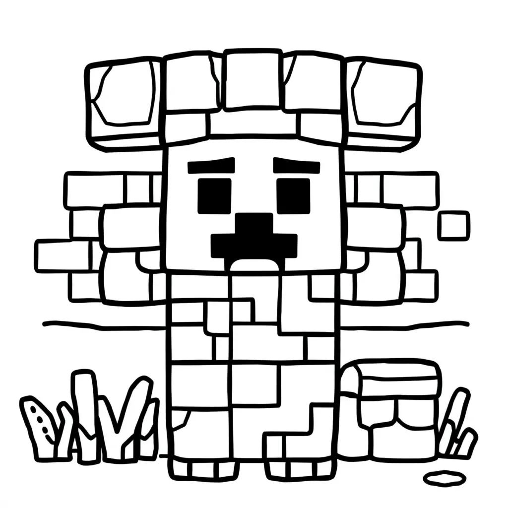 Feuille de coloriage gratuite Minecraft Steve Blocs Créatif Aventure Feuille de coloriage