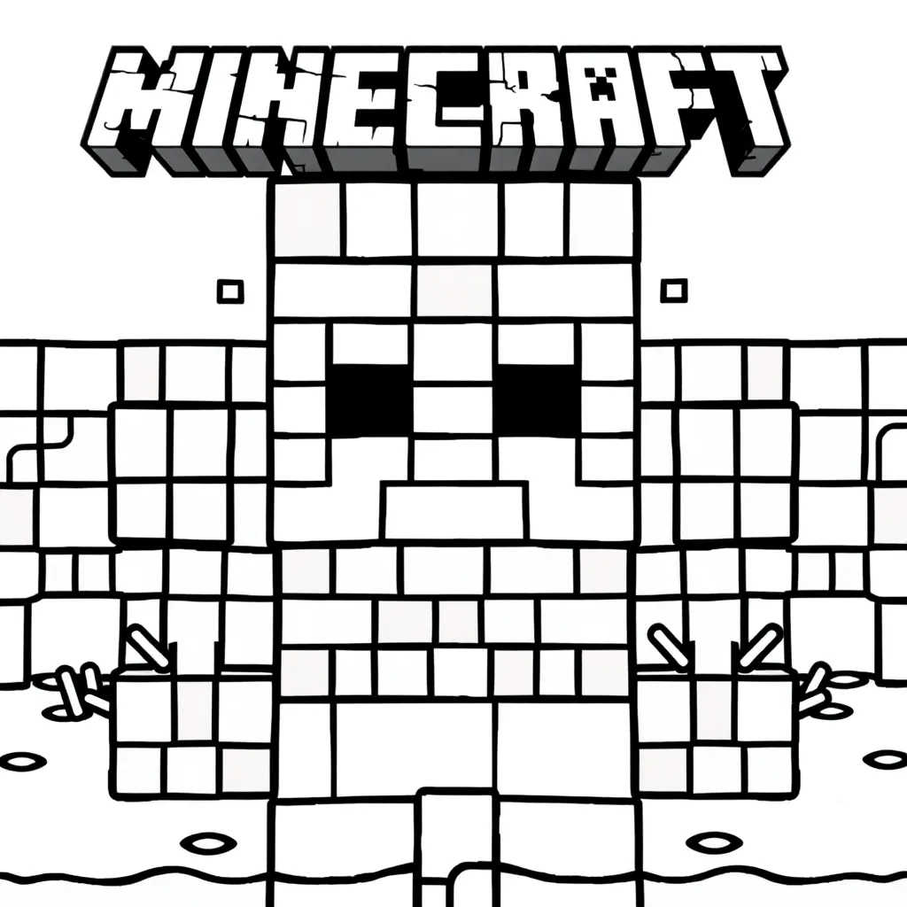 Minecraft Steve Blokken Creatief Avontuur coloring page for children