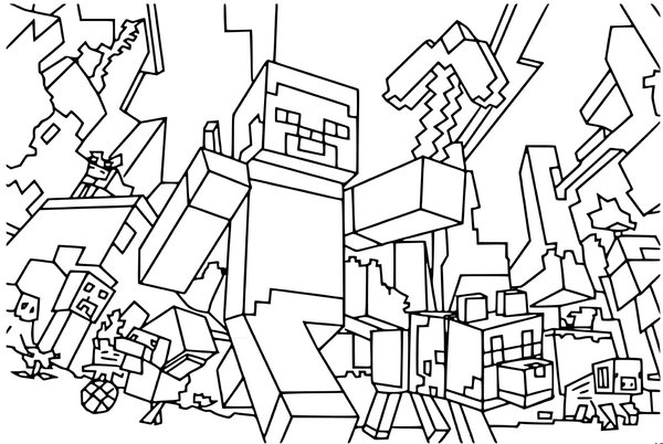 Minecraft Steve coloring page for children