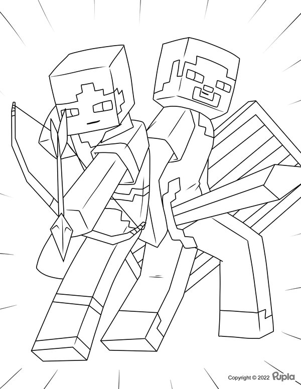 Minecraft Two Figures coloring page for children