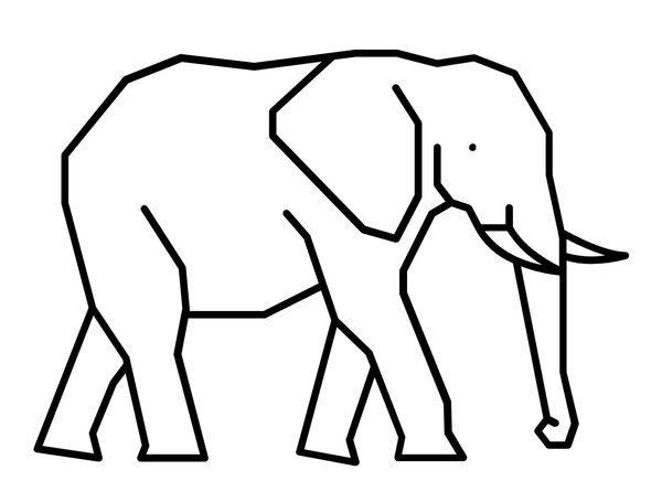 Minimalistic Simple Elephant coloring page for children