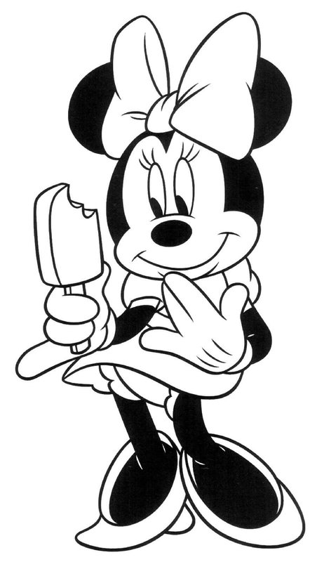 Minnie Mouse Eating Ice Cream coloring page for children