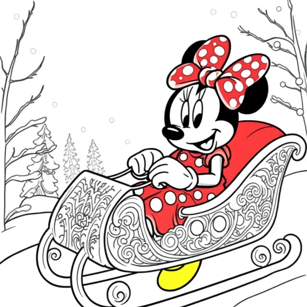 Minnie Mouse Op Een Arrenslee coloring page for children