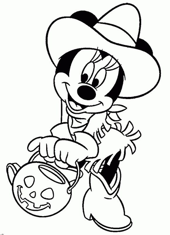 Minnie Mouse Viert Halloween coloring page for children
