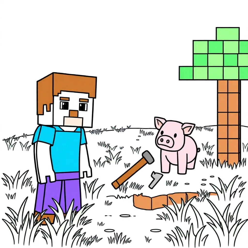 Feuille de coloriage gratuite Minecraft pour enfants