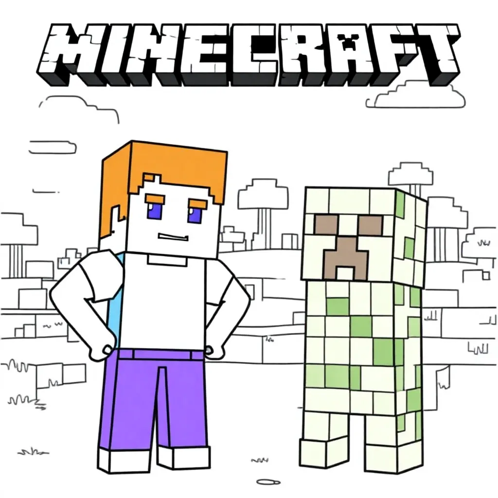 Feuille de coloriage gratuite Minecraft pour enfants