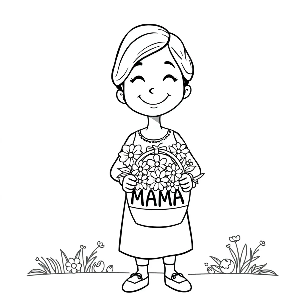 Moederdag Bloemen Tuin Liefde Creatief coloring page for children