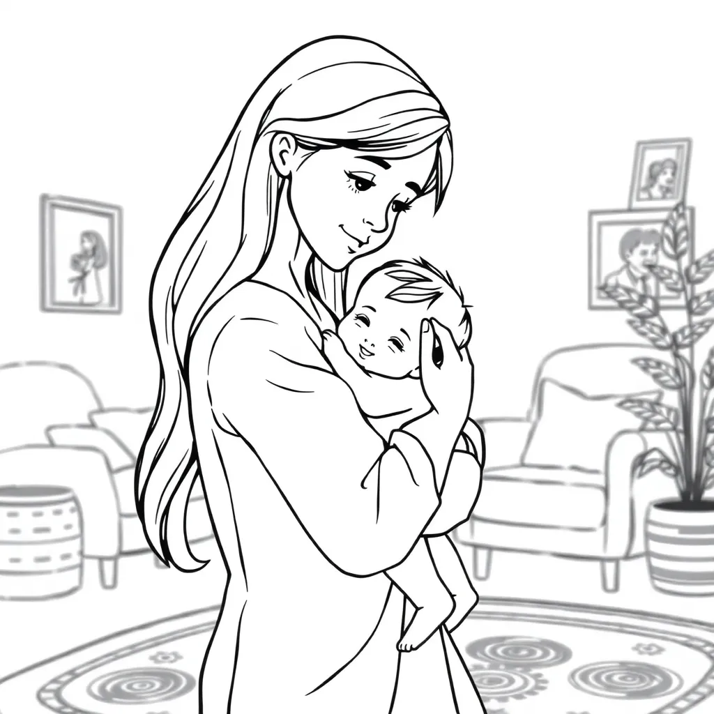 Free Mother's Day Family Love Coloring Page Creative Gift Coloring Page for