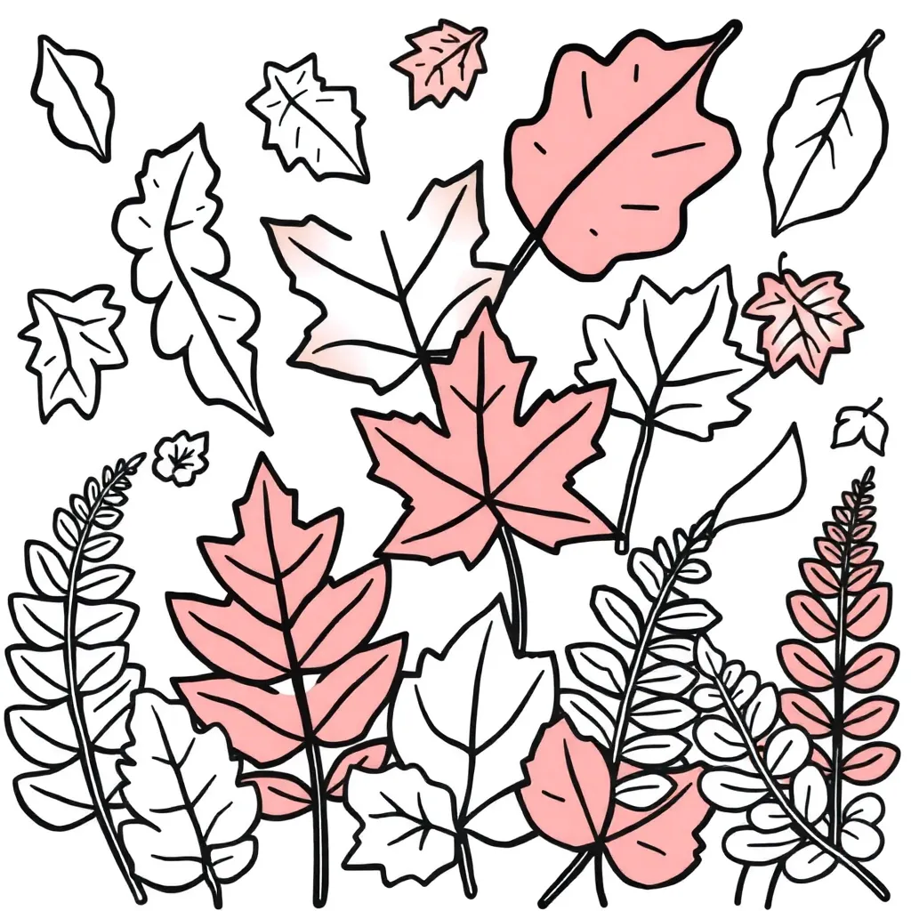 Feuille de coloriage gratuite : feuilles d'automne difficiles à colorier Feuille de coloriage pour les enfants