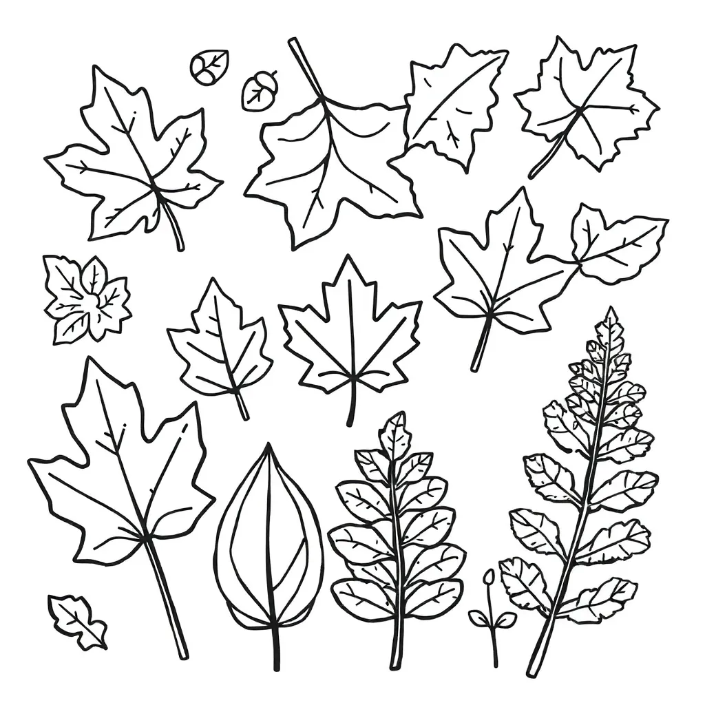 Moeilijke Herfstbladeren Kleurplaat coloring page for children