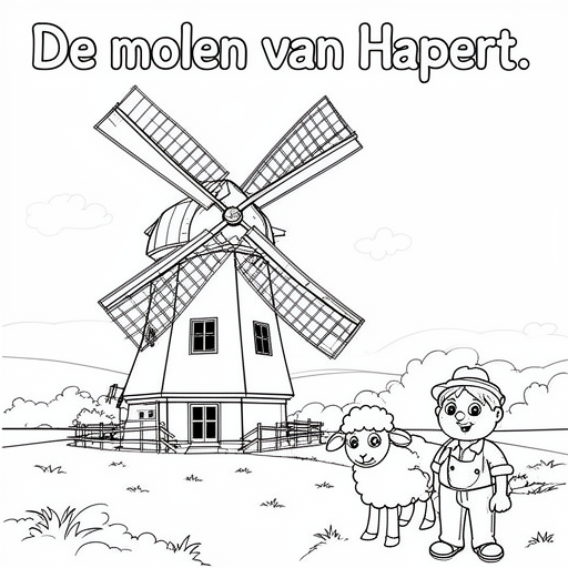 Molen van Hapert kleurplaat voor kinderen