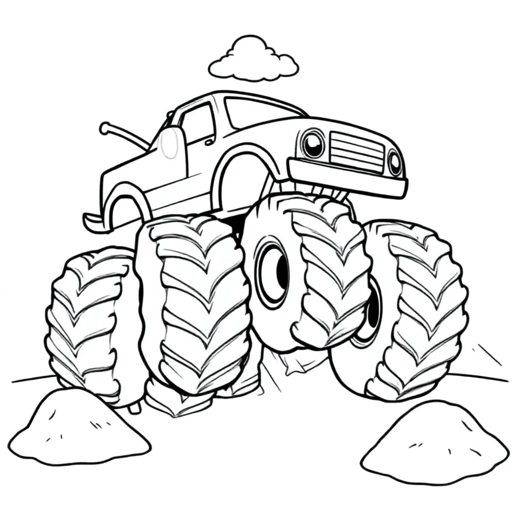 Monstertruck kleurplaat voor kinderen