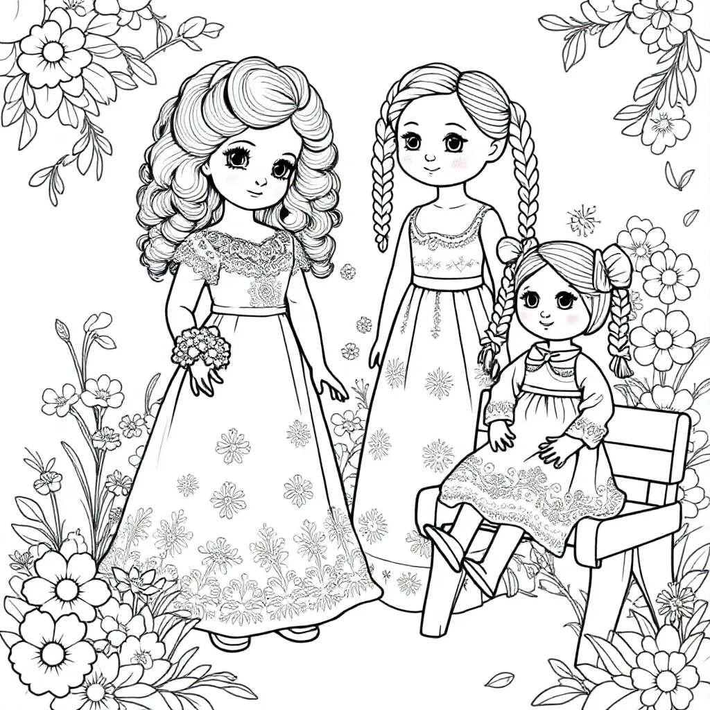 Feuille de coloriage gratuite Beaux personnages à colorier pour enfants