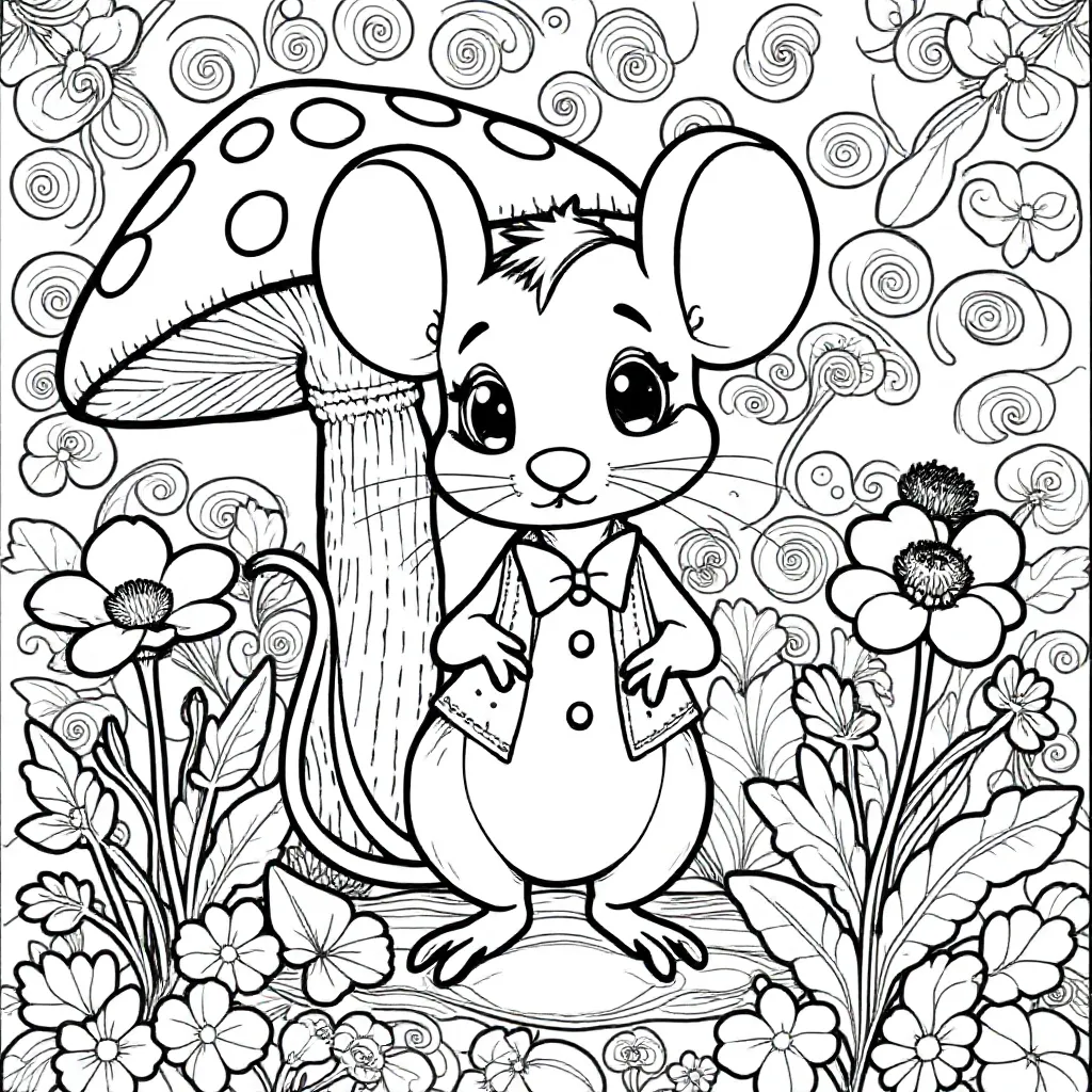 mouse coloring page for children