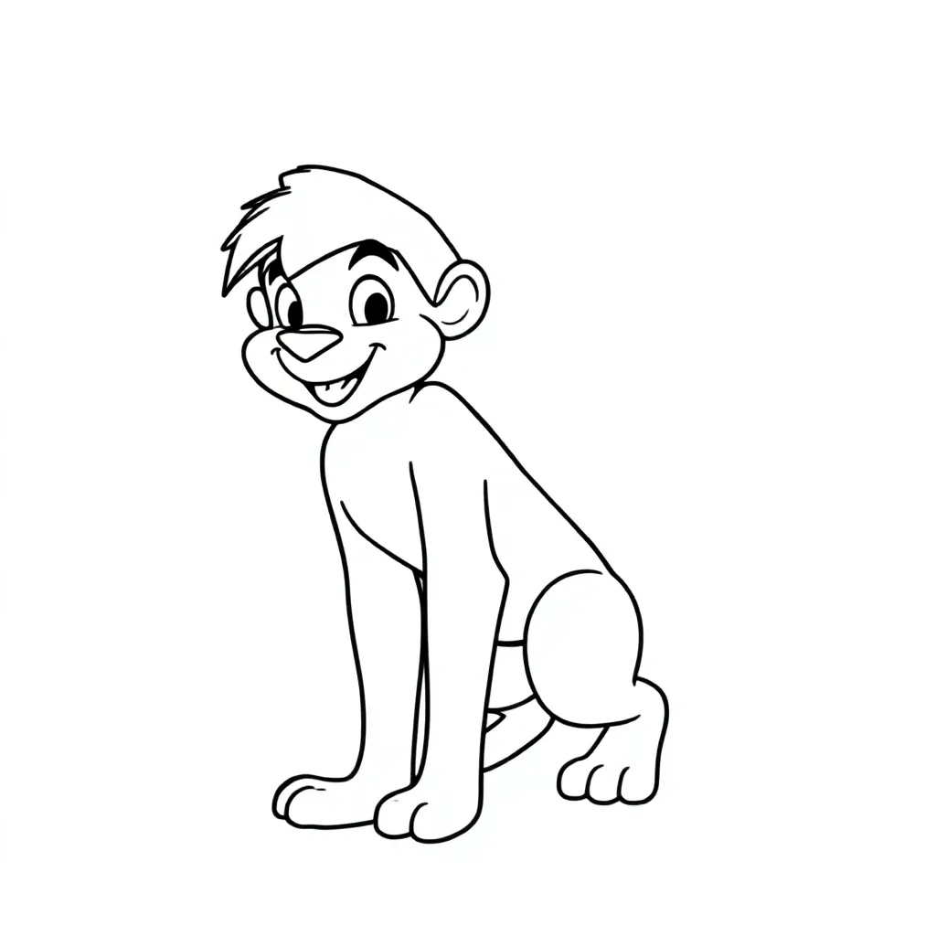 Mowgli uit de disneyfilm Jungle Book kleurplaat voor kinderen
