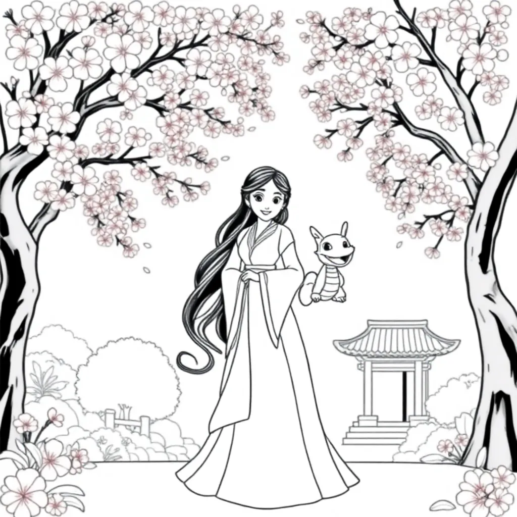 Mulan Disney Prinses Animatiefilm Krijgskunst coloring page for children