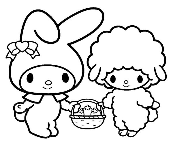 My Melody Basket coloring page for children