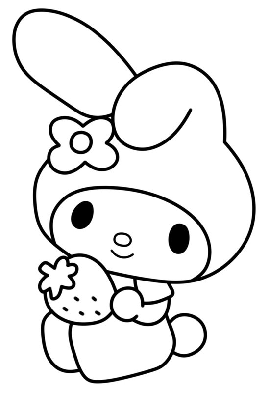 My Melody Holding Strawberry coloring page for children