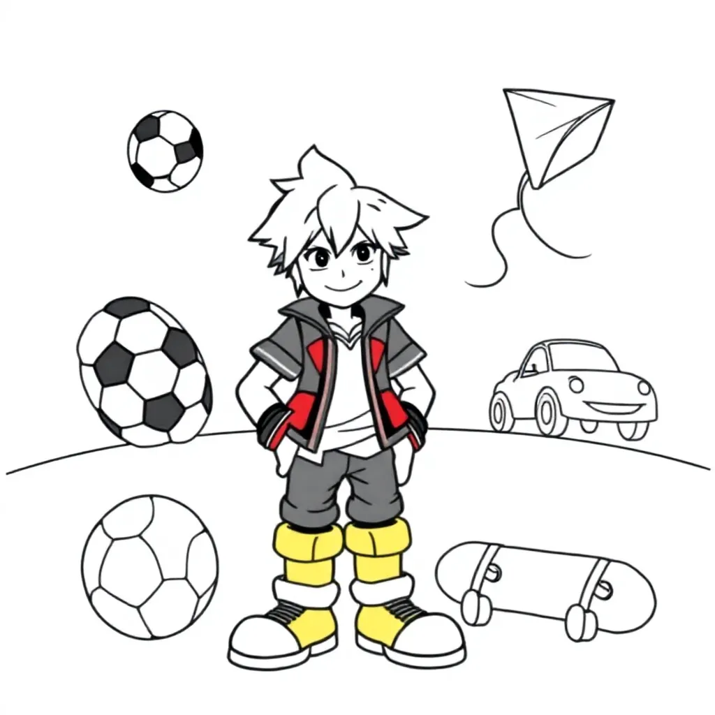 Naam Sora met jongens achtige dingen er om heen coloring page for children