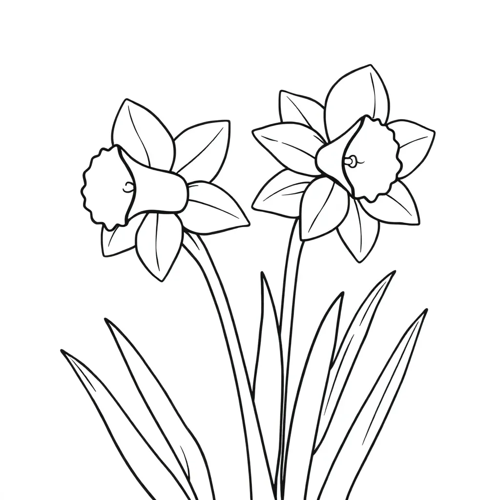 Free Printable Narcissus Spring Flower Coloring Page