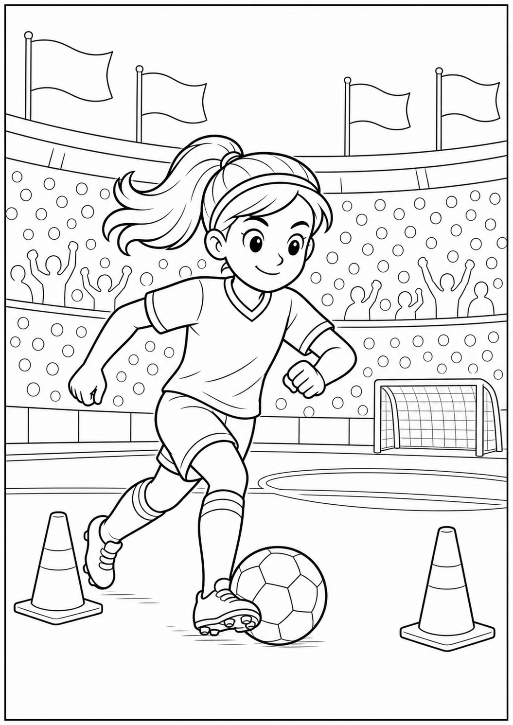 Nederland voetbalmeisje dribbelt op het WK kleurplaat