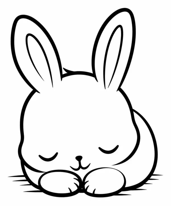 Niedlicher Hase schlafend coloring page for children