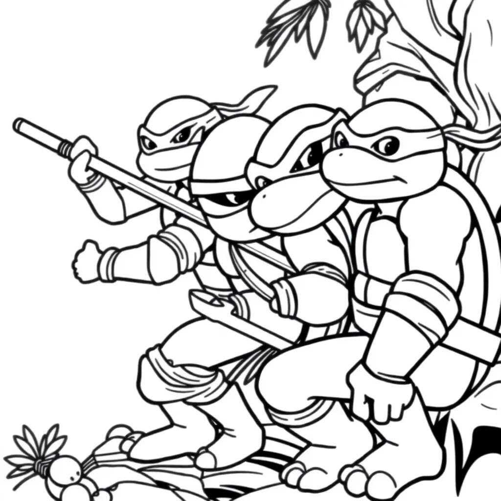Ninja Turtles Actie Superheld Avontuur Cartoon coloring page for children