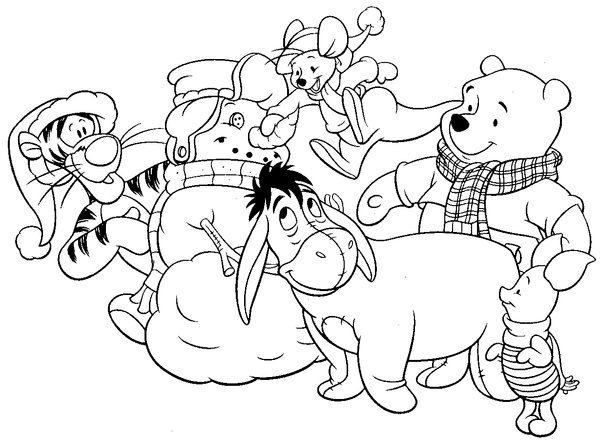 Noel Winnie L Ourson coloring page for children