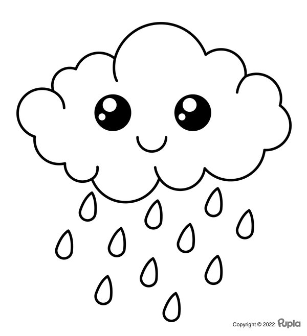 Nube Kawaii Facil Y Bonita coloring page for children