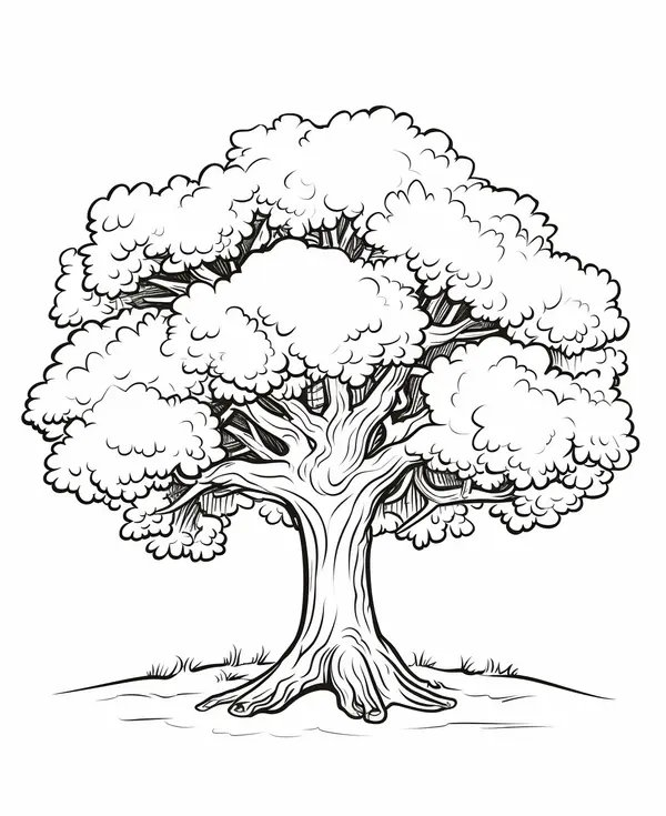 Oak Tree coloring page for children
