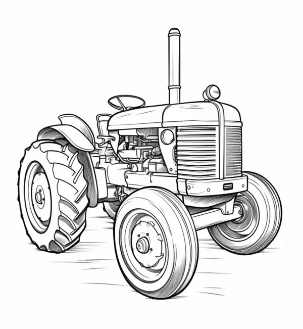 Old Classic Tractor coloring page for children