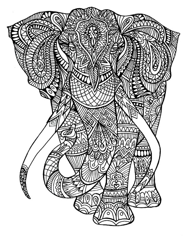 Olifant Mandala coloring page for children