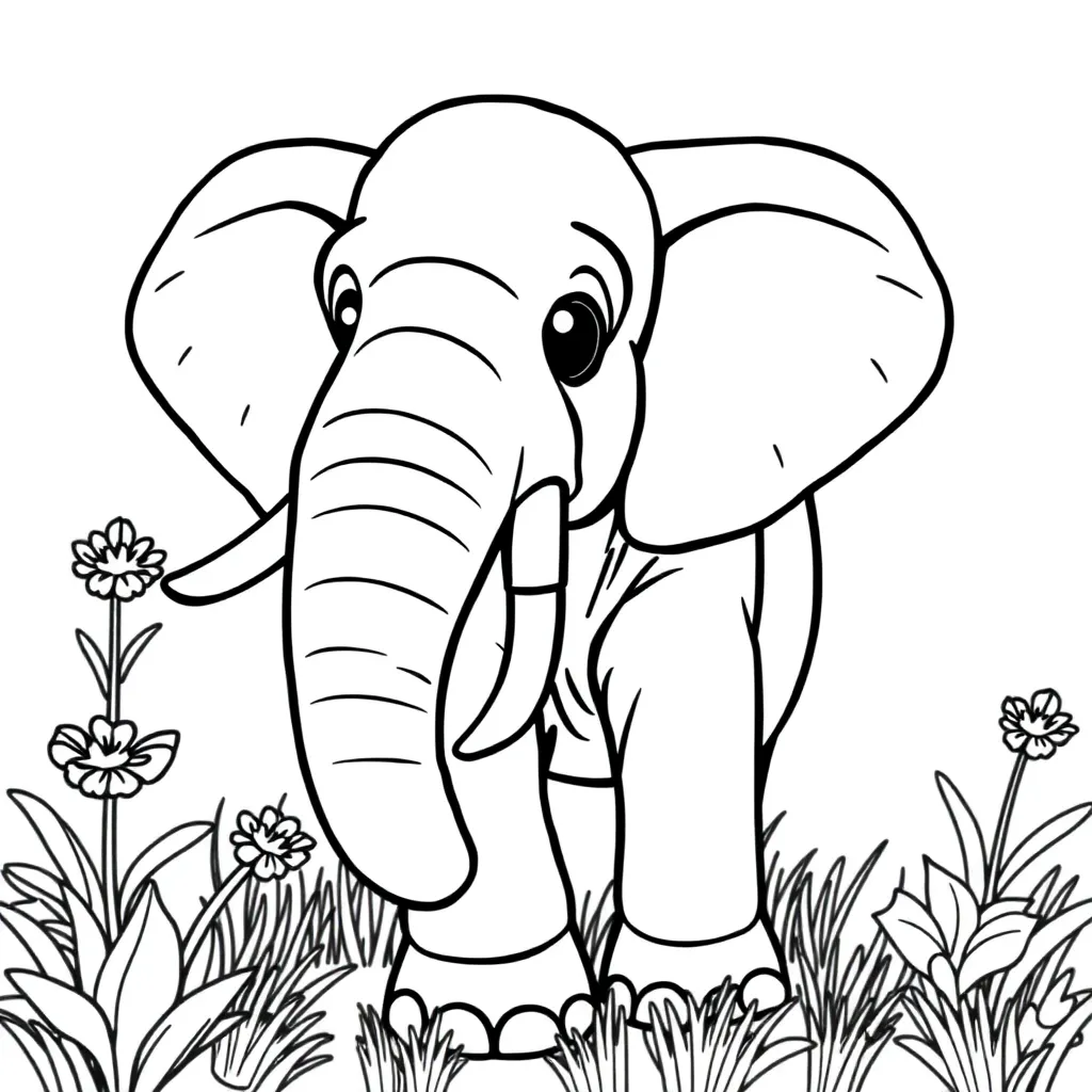 Olifant Safari Wilde Dieren Natuur coloring page for children