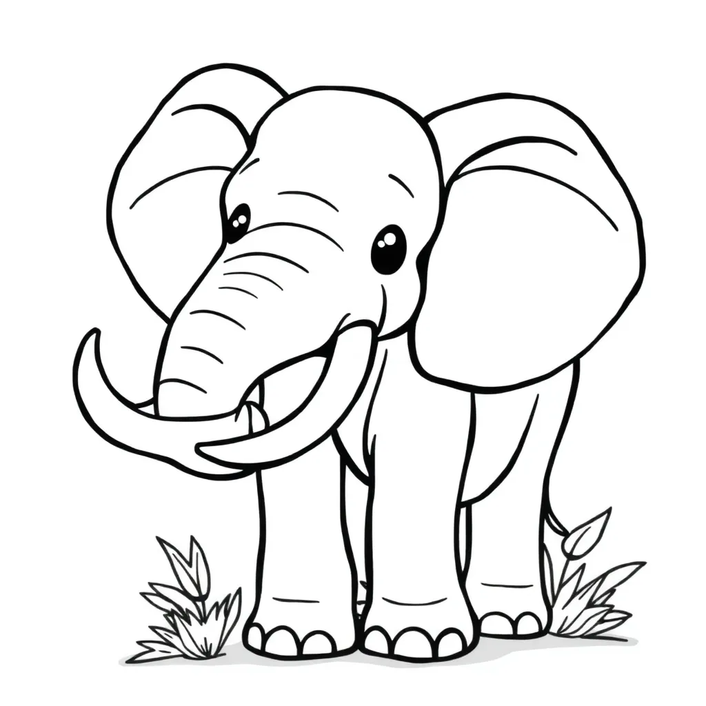 Olifant Wilde Dieren Savanne Natuur coloring page for children