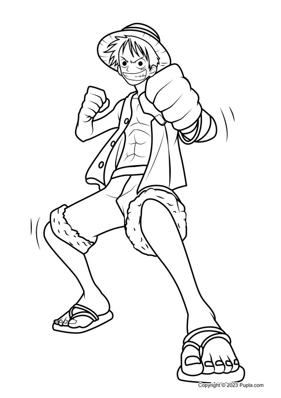 One Piece Monkey D Luffy coloring page for children