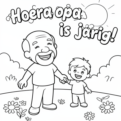 Opa en kleinzoon kleurplaat voor kinderen
