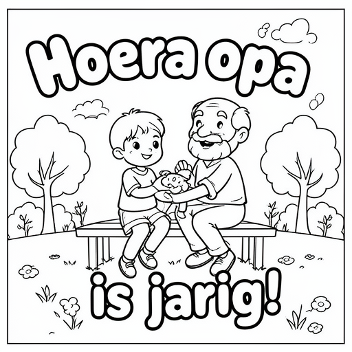 Opa en kleinzoon kleurplaat voor kinderen