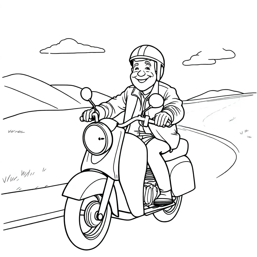 Feuille de coloriage gratuite Grand-père coloriage moto Feuille de coloriage pour enfants