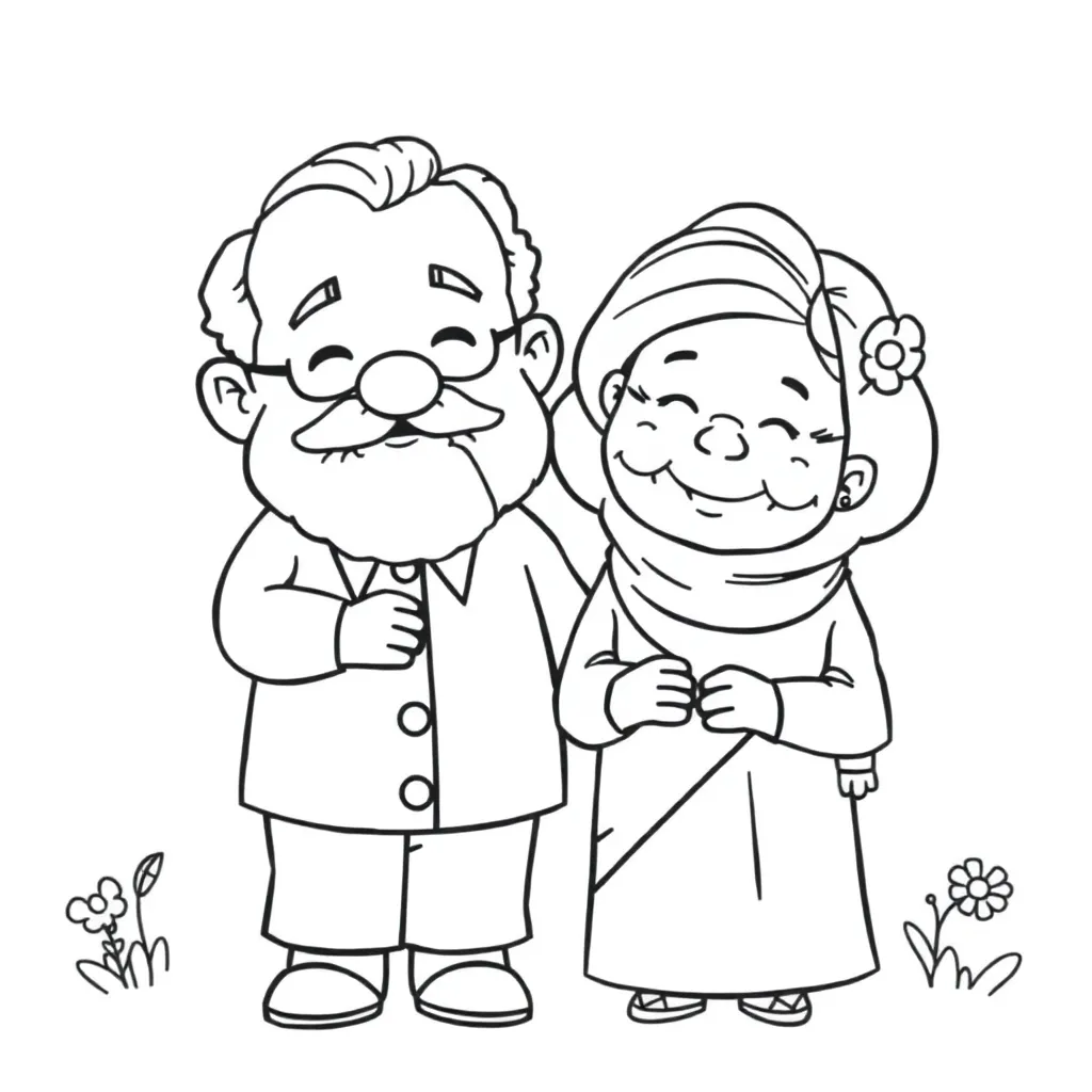 Opa Oma Familie Generaties Liefdevol coloring page for children