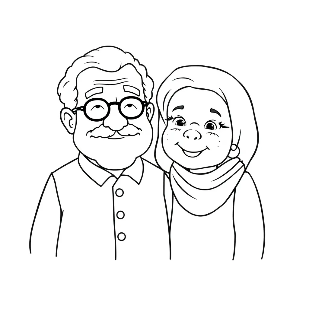 Free Coloring Pages Grandpa Grandma Family Drawings Creative Coloring Page for Kids