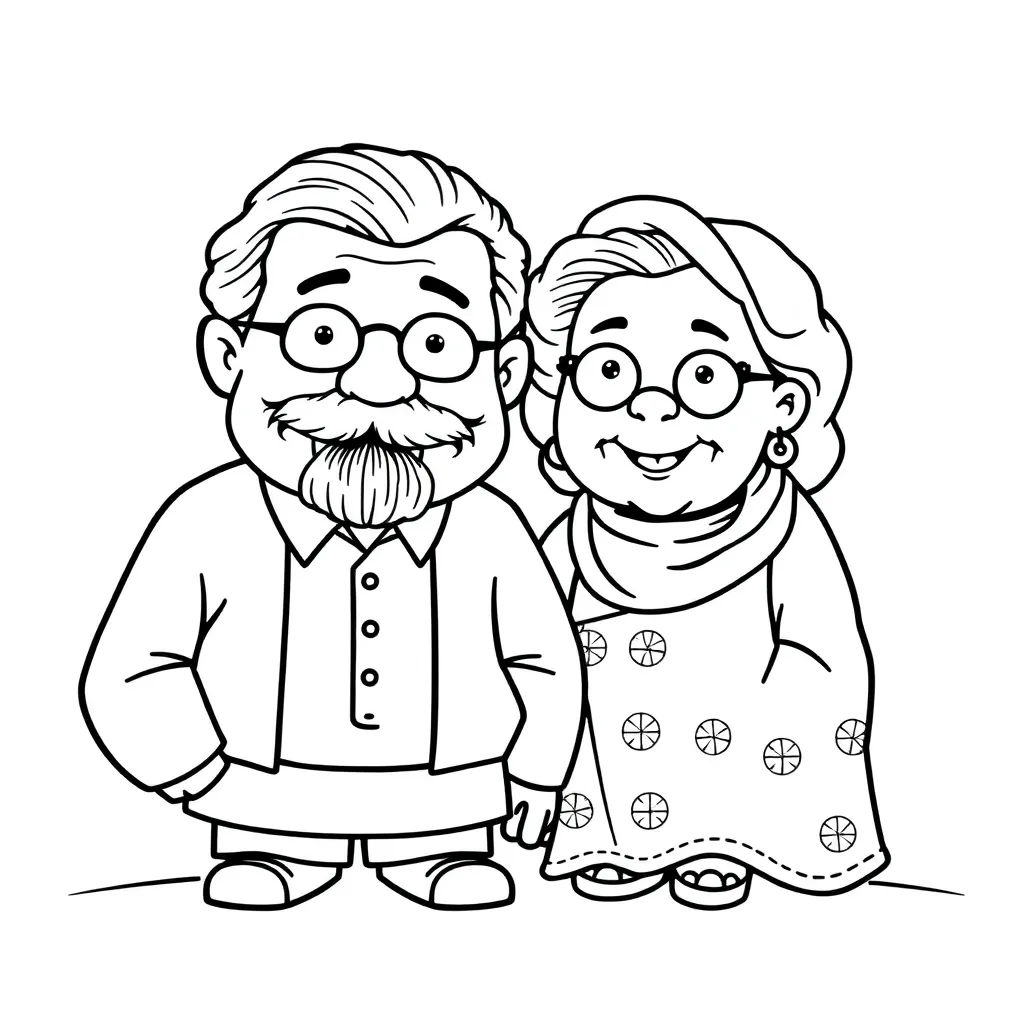 Opa Oma Familie Tekenen Creatief coloring page for children
